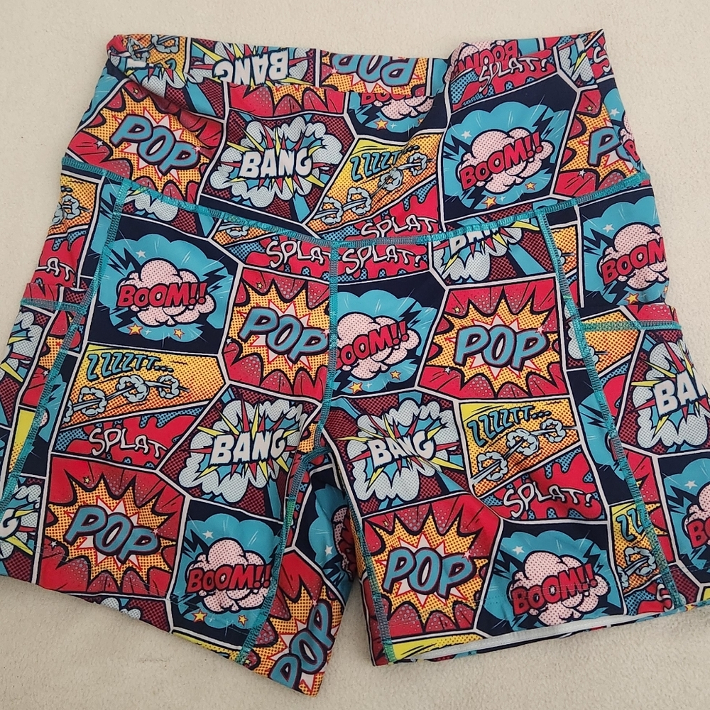 Colorful Comic Print Shorts